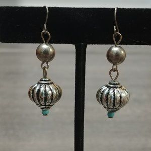 Silver Tone Decorative Bead Earrings